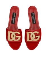 Polished calfskin sliders with DG logo - | Dolce & Gabbana
