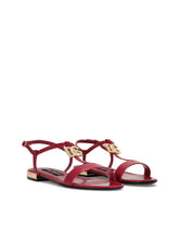 Polished calfskin sandals with DG logo - | Dolce & Gabbana