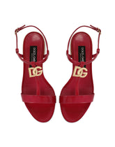 Polished calfskin sandals with DG logo - | Dolce & Gabbana