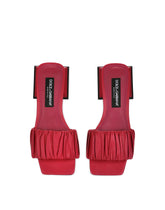 Gathered nappa leather slides - | Dolce & Gabbana