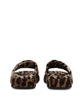 Leopard-print terrycloth sliders with tag with two plating finishes - | Dolce & Gabbana