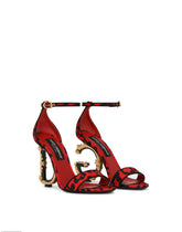 Leopard-print brocade sandals with baroque DG detail - | Dolce & Gabbana