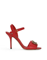 CALFSKIN SANDALS WITH DG AMORE LOGO - | Dolce & Gabbana