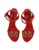 CALFSKIN SANDALS WITH DG AMORE LOGO - | Dolce & Gabbana