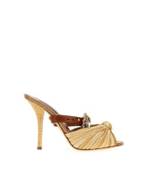 MULES IN TROPEA STRAW AND CALFSKIN WITH BEJEWELED BUCKLE - | Dolce & Gabbana