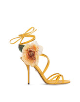 Nappa leather sandals with silk flower - | Dolce & Gabbana