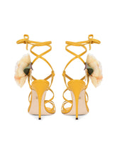 Nappa leather sandals with silk flower - | Dolce & Gabbana