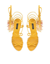 Nappa leather sandals with silk flower - | Dolce & Gabbana
