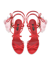 Nappa leather sandals with silk flower - | Dolce & Gabbana