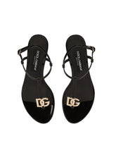 Patent leather thong sandals with DG logo - | Dolce & Gabbana