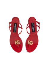 Patent leather thong sandals with DG logo - | Dolce & Gabbana