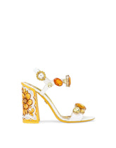 Patent leather sandals with stone embellishment and painted heel - | Dolce & Gabbana
