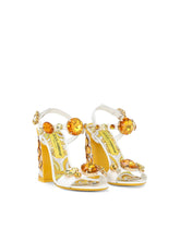 Patent leather sandals with stone embellishment and painted heel - | Dolce & Gabbana