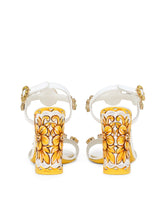 Patent leather sandals with stone embellishment and painted heel - | Dolce & Gabbana
