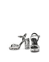 Calfskin platform sandals with logo print - | Dolce & Gabbana
