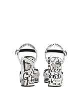 Calfskin platform sandals with logo print - | Dolce & Gabbana
