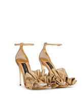 Mirror-effect calfskin sandals with ruching - | Dolce & Gabbana