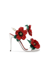 Patent leather sandals with floral embellishment - | Dolce & Gabbana
