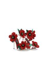 Patent leather sandals with floral embellishment - | Dolce & Gabbana