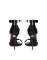 Polished calfskin sandals with rhinestones - | Dolce & Gabbana