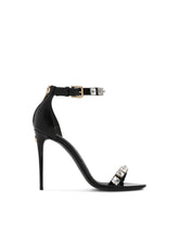 Polished calfskin sandals with rhinestones - | Dolce & Gabbana