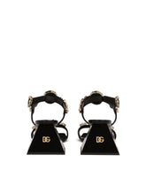 Polished calfskin sandals with crystals - | Dolce & Gabbana