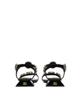 Polished calfskin sandals with crystals - | Dolce & Gabbana