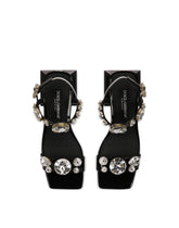 Polished calfskin sandals with crystals - | Dolce & Gabbana