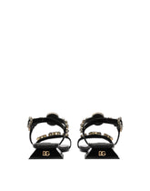 Polished calfskin sandals with crystals - | Dolce & Gabbana