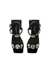 Polished calfskin sandals with crystals - | Dolce & Gabbana