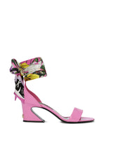 Patent leather sandals with printed fabric and DG logo - | Dolce & Gabbana
