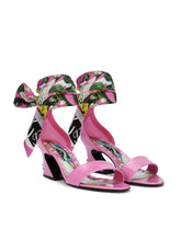 Patent leather sandals with printed fabric and DG logo - | Dolce & Gabbana
