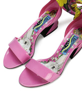 Patent leather sandals with printed fabric and DG logo - | Dolce & Gabbana