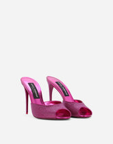 Satin mules with fusible rhinestones - | Dolce & Gabbana