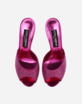 Satin mules with fusible rhinestones - | Dolce & Gabbana