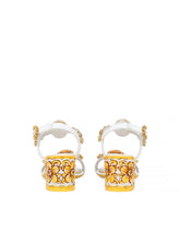 Patent leather sandals with stone embellishment and painted heel - | Dolce & Gabbana