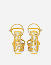 Polished calfskin platform sandals with majolica print - | Dolce & Gabbana