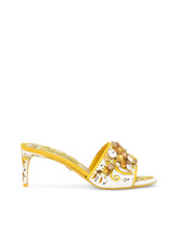 Majolica-print brocade mules with embroidery - | Dolce & Gabbana