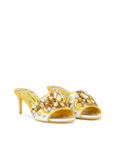 Majolica-print brocade mules with embroidery - | Dolce & Gabbana