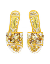 Majolica-print brocade mules with embroidery - | Dolce & Gabbana