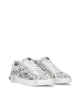 Calfskin nappa Portofino sneakers with studs - | Dolce & Gabbana