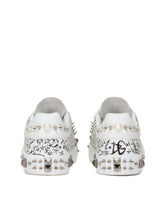 Calfskin nappa Portofino sneakers with studs - | Dolce & Gabbana