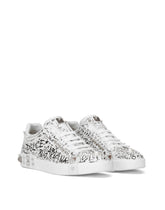 Calfskin nappa Portofino sneakers with studs - | Dolce & Gabbana