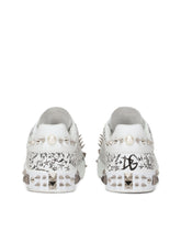 Calfskin nappa Portofino sneakers with studs - | Dolce & Gabbana