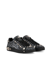 Calfskin nappa Portofino sneakers with studs - | Dolce & Gabbana