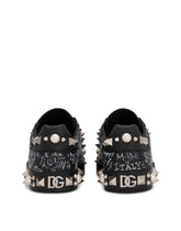 Calfskin nappa Portofino sneakers with studs - | Dolce & Gabbana