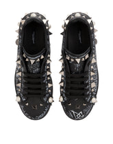 Calfskin nappa Portofino sneakers with studs - | Dolce & Gabbana
