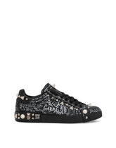 Calfskin nappa Portofino sneakers with studs - | Dolce & Gabbana
