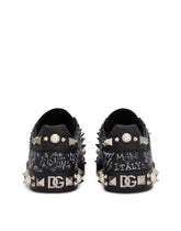 Calfskin nappa Portofino sneakers with studs - | Dolce & Gabbana
