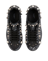 Calfskin nappa Portofino sneakers with studs - | Dolce & Gabbana